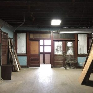 Inside view of Turnverein front doors circa 2016 before renovation.