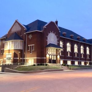 Point Comfort headquarters aka South Side Turnverein building at night. Photo Credit: Nuvo / Dan Grossman